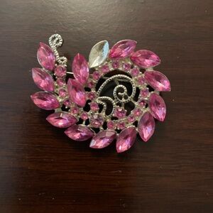 Elegant Pink Crystal Brooch